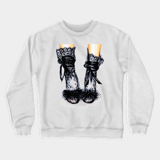 Stylish Black Lace Socks Crewneck Sweatshirt